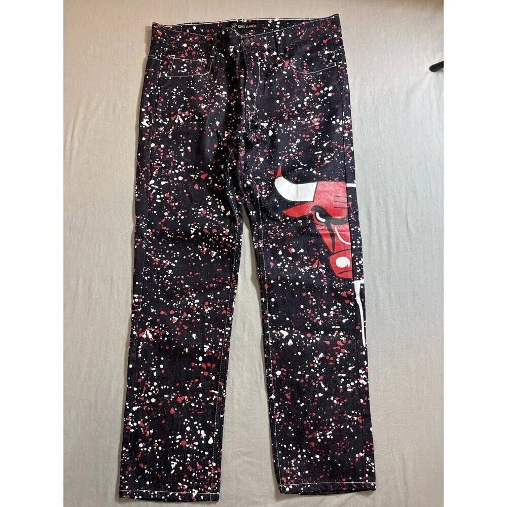King Maker  Jeans  23  Jordan - Black Red White Men’s 36 Chicago Bulls